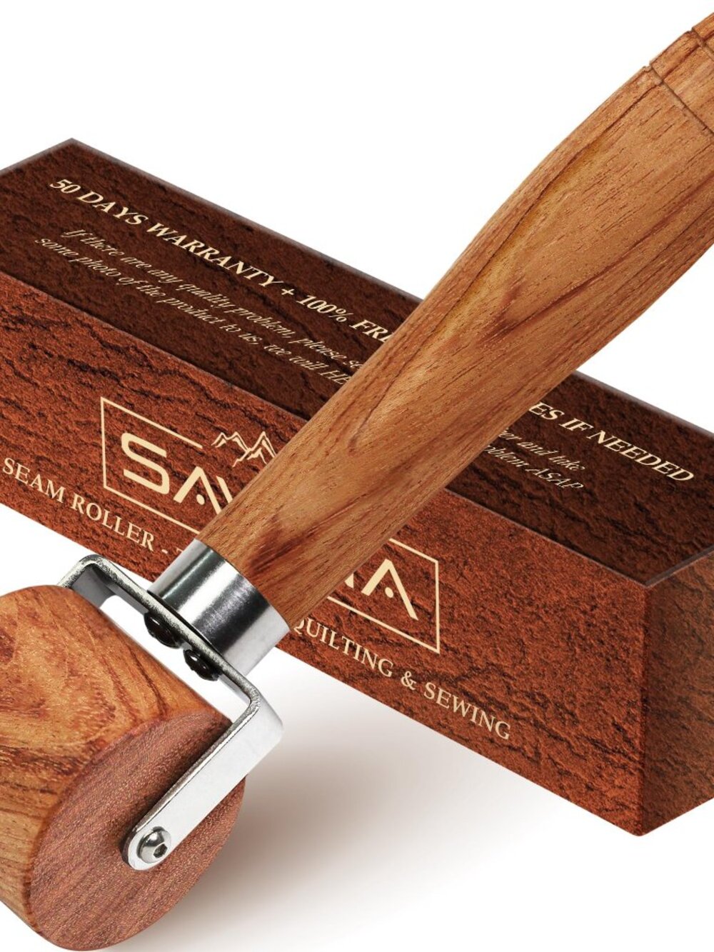Savina Quilting Seam Roller, Wooden Pressing Roller, Easy to Grip Handle Tools f